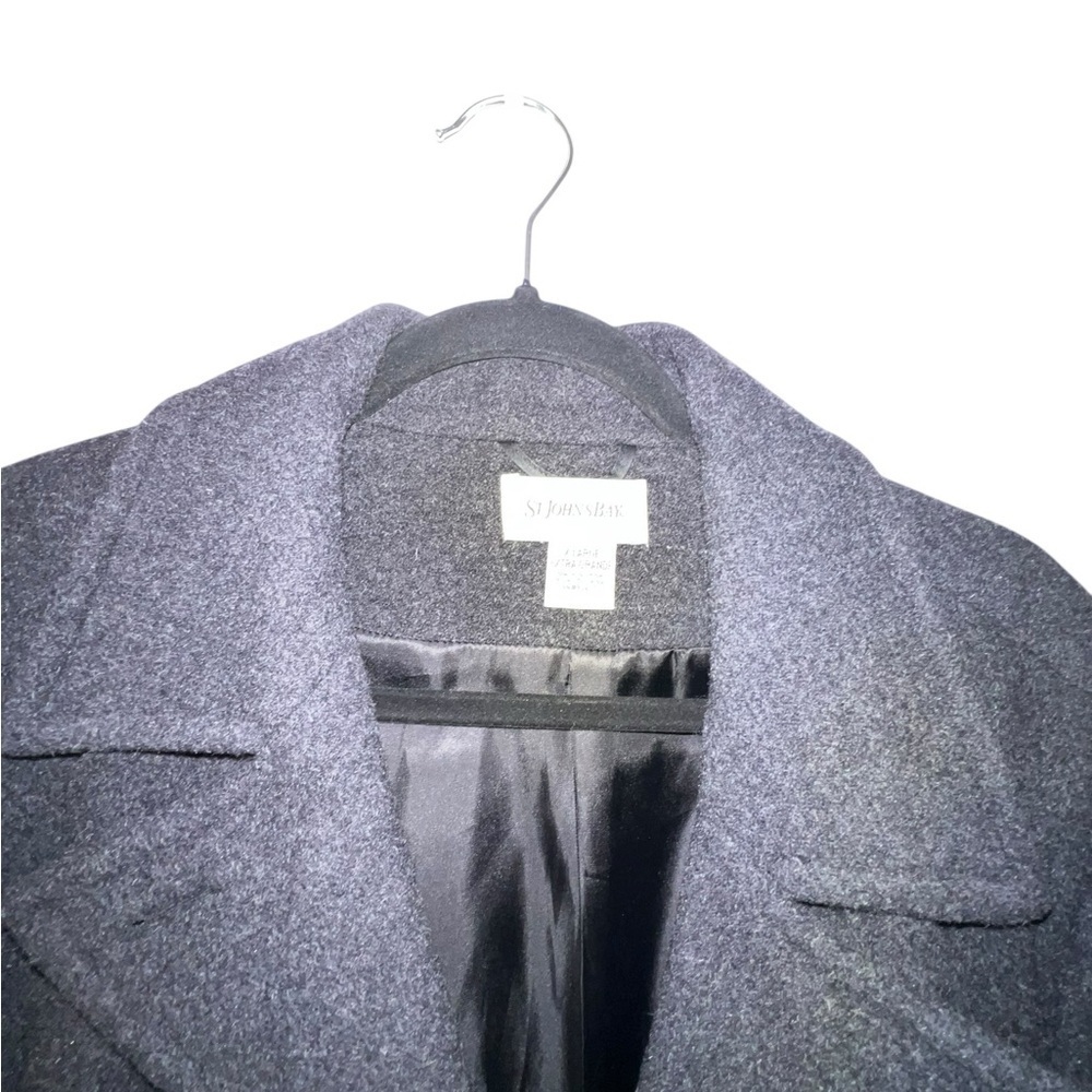 St. John's Bay Dark Gray Wool/Cashmere Blend Double-Breasted Peacoat - Picture 2 of 6